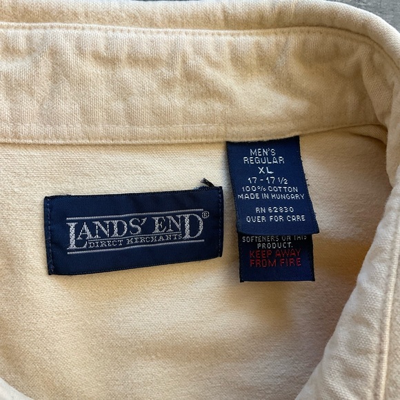 Lands’ End Heavyweight Chamois Shirt Men's XL 17-17.5 Yellow 100% Cotton - Picture 5 of 10